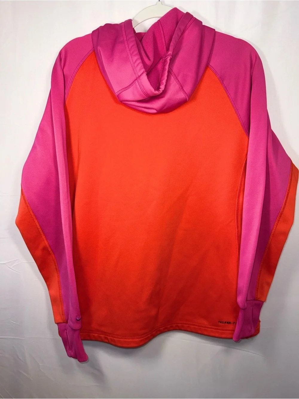 Nike Therma-Fit Women Orange & Pink Logo Pullover Hoodie Size Large
